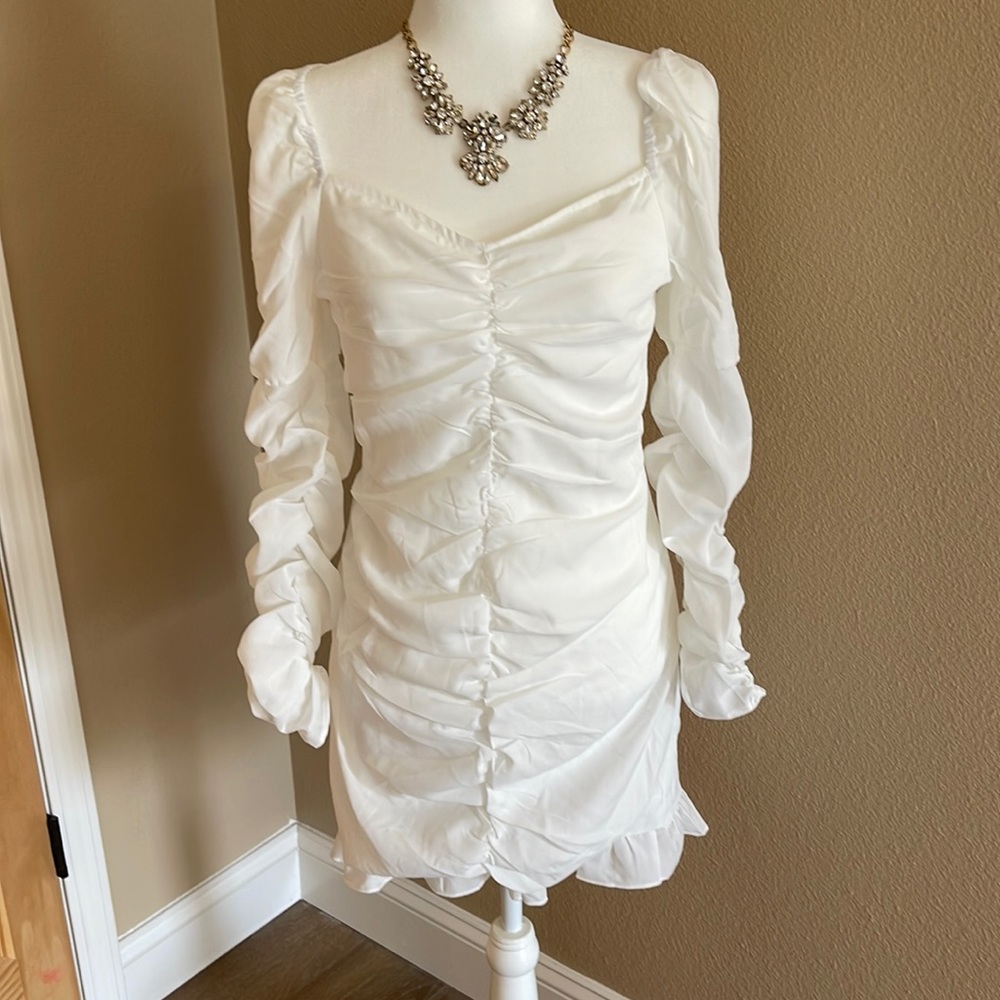 NWT Ruched Frill Hem Bodycon Dress